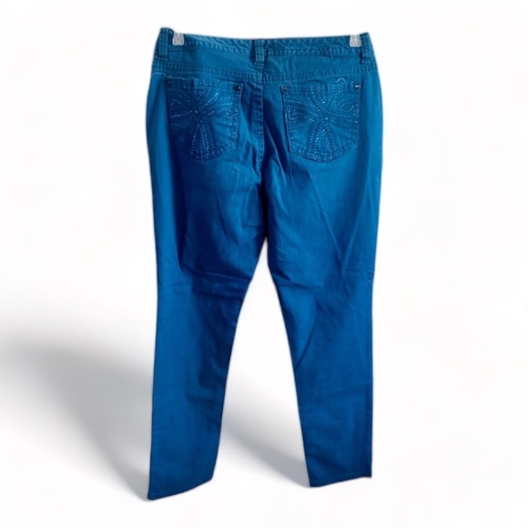 New Direction(Weekend) Teal Blue Jeans with Embellished Back Pockets- 12 - Picture 3 of 4